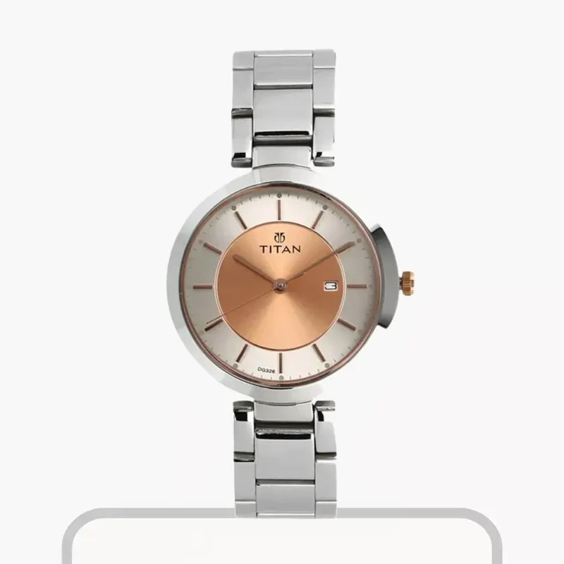 Titan Workwear Rose Gold Dial Fashion Ladies Watch- 2480KM01